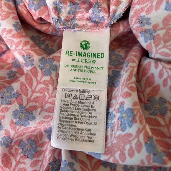 J. Crew Factory Ruffle Midi Curved Hem Dress 14 Women’s Red Blue Floral - Picture 8 of 8